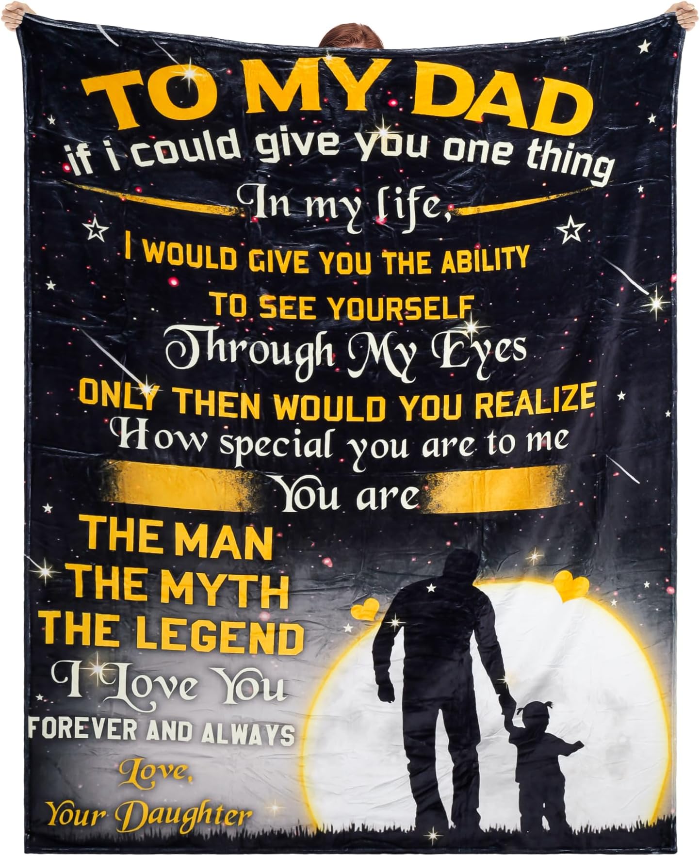 Dad Gifts from Daughter Personized 70x55IN Large Blanket Gifts for Dad, Dad Birthday Gifts, Presents for Dad Sofa Bed Blanket on Father's Day Christmas, Fluffy Blanket in Car Camping Working Travel