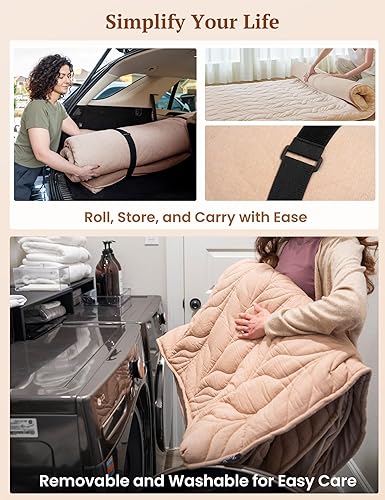 Miniatura 6 de ZonLi Colchón japonés de suelo tipo futón, tamaño individual, tapete de tatami enrollable grueso con funda lavable 100% algodón, plegable y