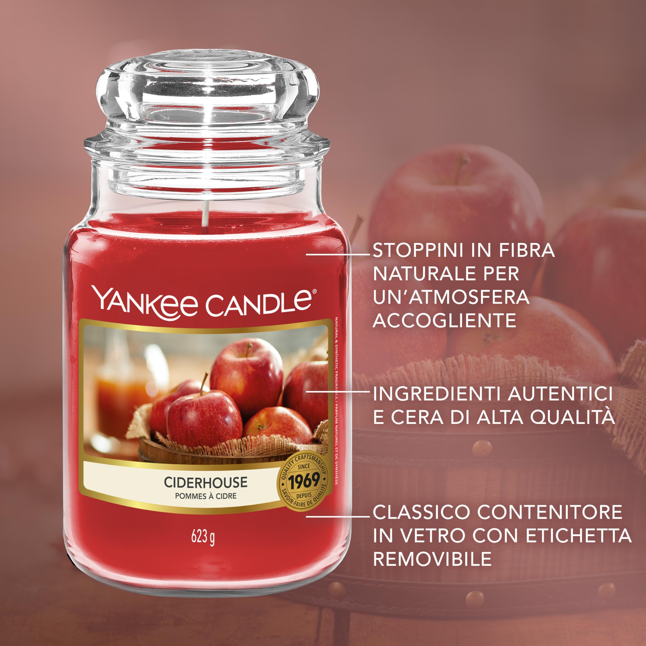Yankee Candle Scented Candle | Candela in giara grande della Mele Da Sidro | Candele a lunga combustione: fino a 150 ore | Regali perfetti per le donne