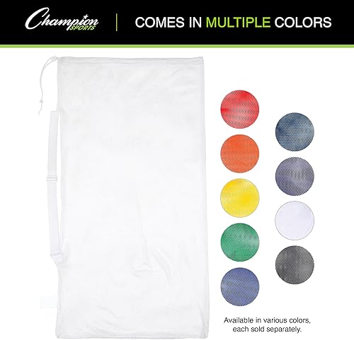 Vista 2 de Champion Sports Bolsa de malla para equipos bolsa de nailon resistente con cordón con cerradura y etiqueta de identificación, bolsa
