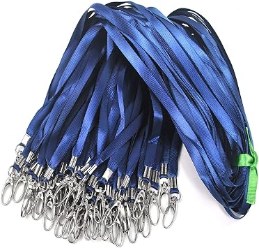 Bird Fiy Navy Blue Lanyards 50Pcs 17.5 inch Nylon Lanyard,Lanyards Swivel Hooks Clips Great for ID Name Tags Badges/Key Chains