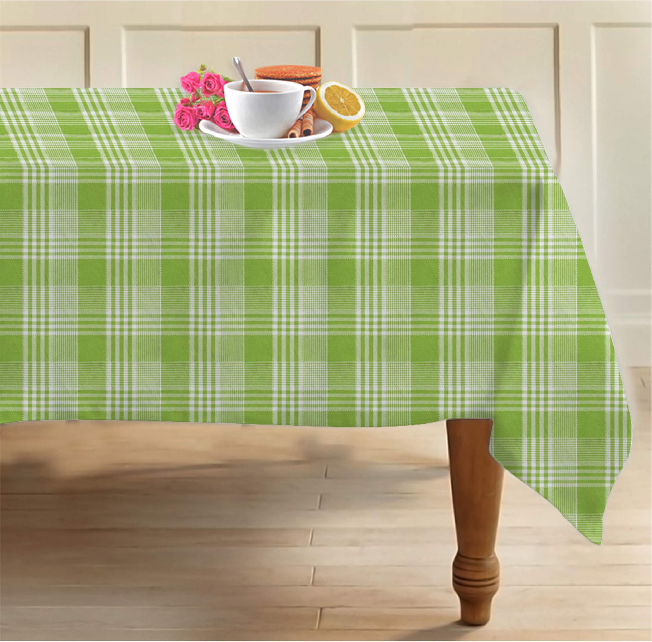 AIRWILL , 100% Cotton Self Designed 4 Seater Table Cloth, Pack of 1 Pc., Square, Green