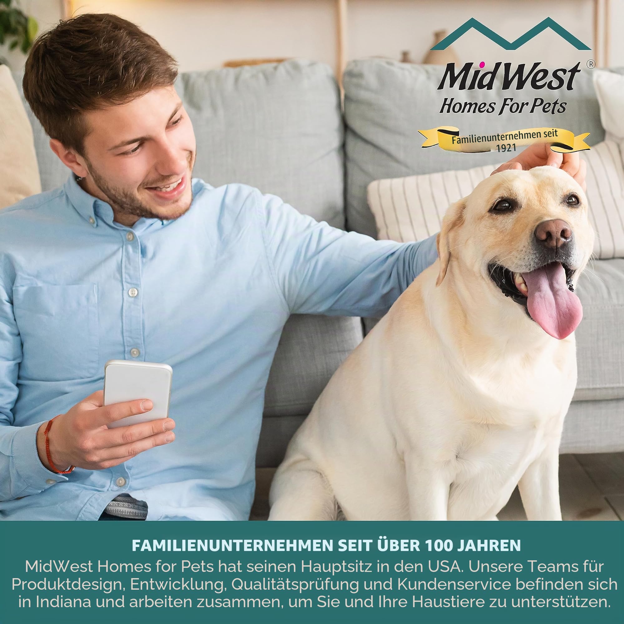 Zweitürige, zusammenklappbare Metall-Hundebox, 122 cm, verbesserte Sicherheit, inkl. auslaufsicherer Wanne, für extragroße Rassen