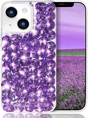 Bonitec Bling - Funda compatible con iPhone 15 para mujer, funda de lujo con diamantes de imitación de cristal, funda para teléfono femenino con