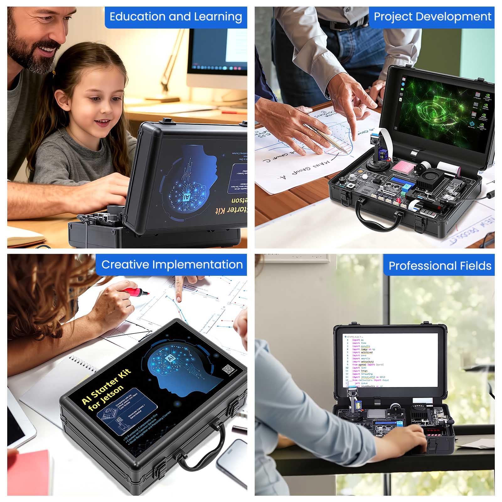 AI Starter Kit for Jetson Orin Nano, 30 Sensors No Soldering Board, 8MP IMX219 Gimbal Camera, 11.6" IPS Screen, 38 Python Tutorials with AI Voice Interaction (Without Jetson Orin Nano Board) — view 6
