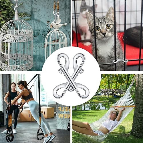 Miniatura 27 de Hotop 20 ganchos de doble extremo de 4.7 pulgadas, cadena de gatillo de aleación de zinc, clips de metal para enlazar, llavero, collar de correa