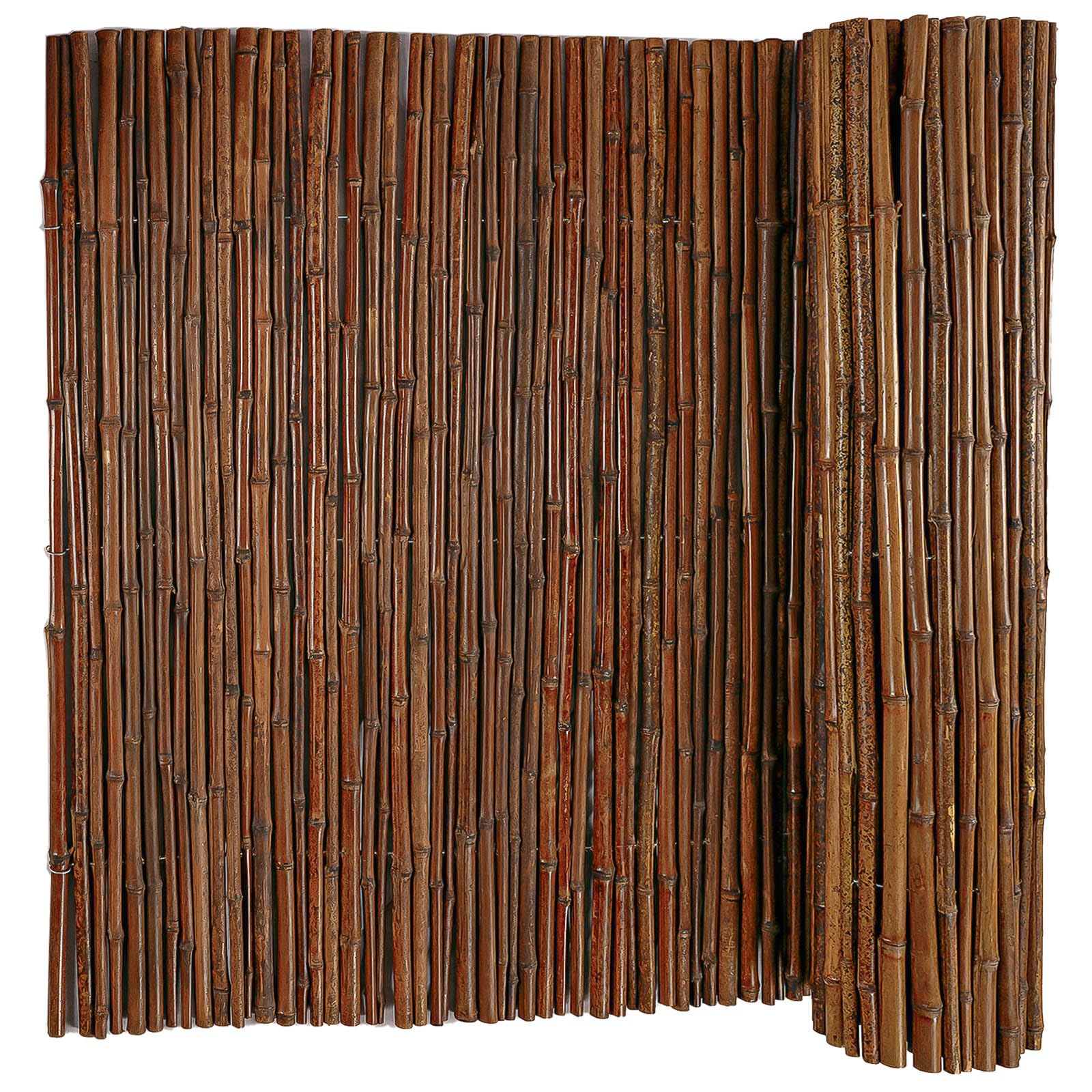 Photo 1 of Carbonized Bamboo Fence 6ft x 8ft, Natural Outdoor Privacy Screen, Eco-Friendly Garden Fence Roll for Patio, Backyard, Balcony, and Landscape Decoration, Durable Weather-Resistant Bamboo Fencing Roll