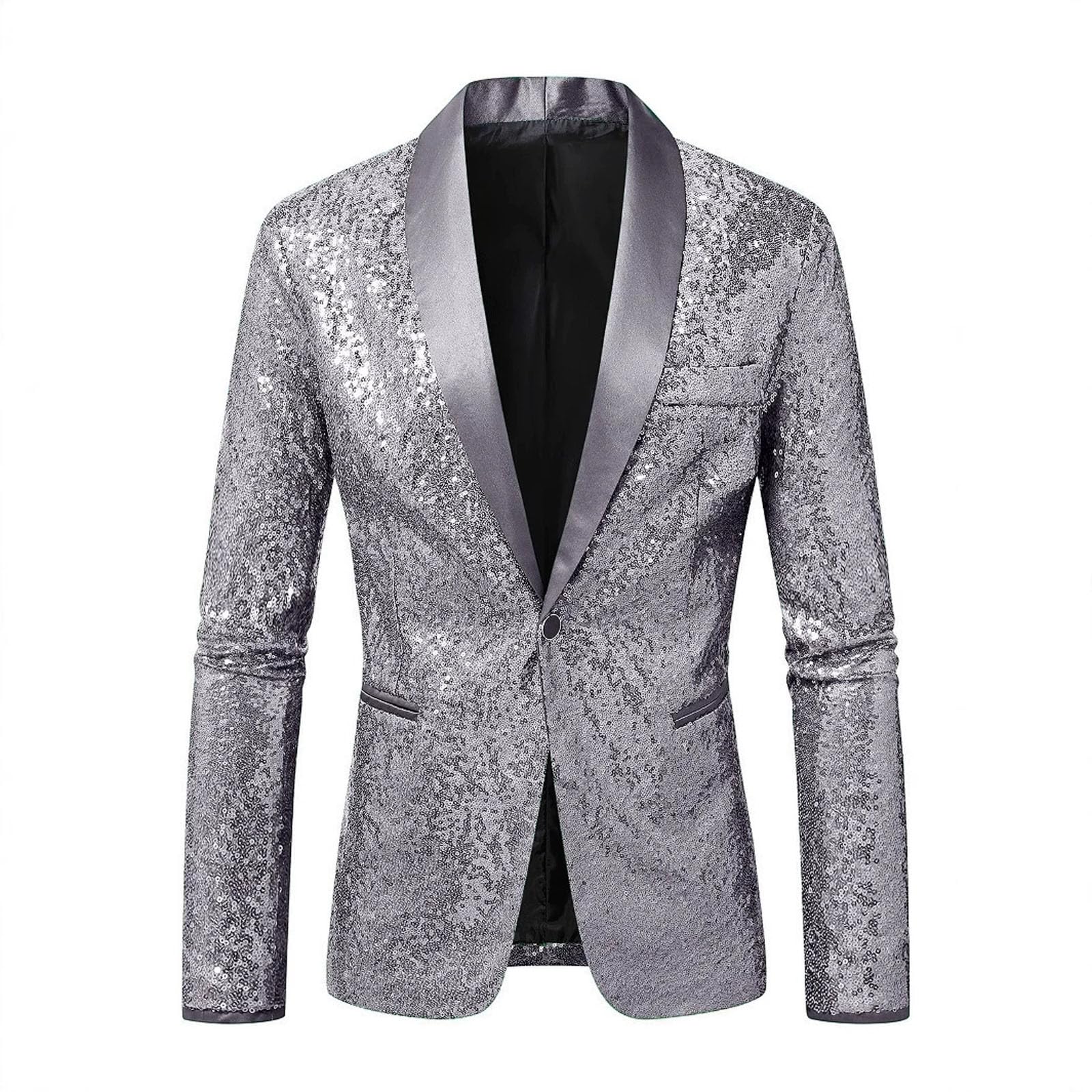 Giacca da uomo con paillette, giacca da uomo, a maniche lunghe, smoking, stile moderno, giacca con bottoni, vestibilità normale, semplicità, casual, per matrimoni, feste eleganti