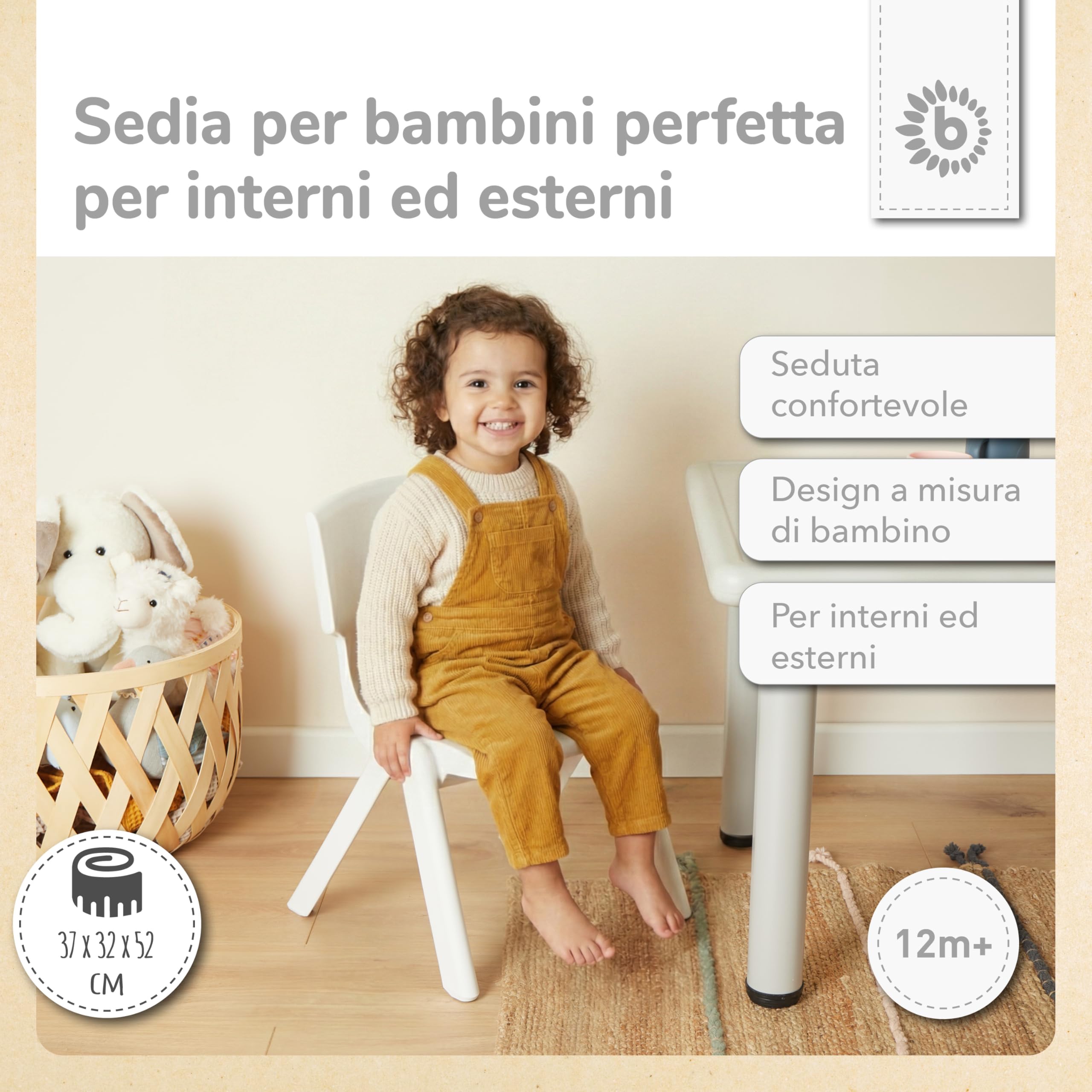 BIECO - Sedia per bambini con portata fino a 80 kg, impilabile e a prova di ribaltamento, per interni ed esterni, per bambini, per bambini, con sedie