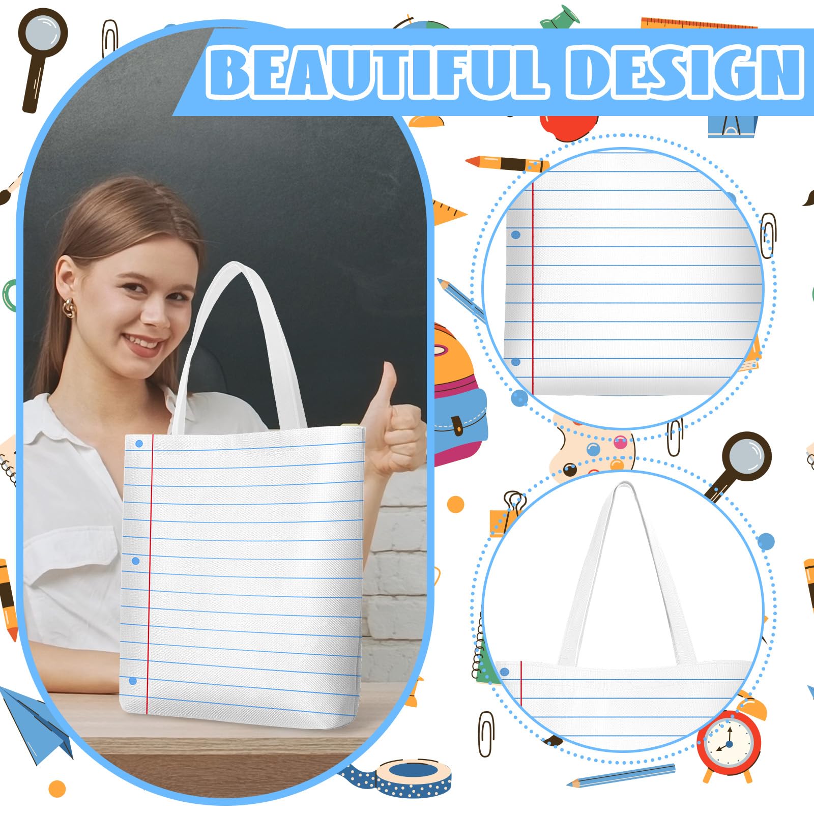 Borsa in tela per appunti con scritta "Thank You" (lingua italiana non garantita), regalo per insegnanti, per feste in ufficio