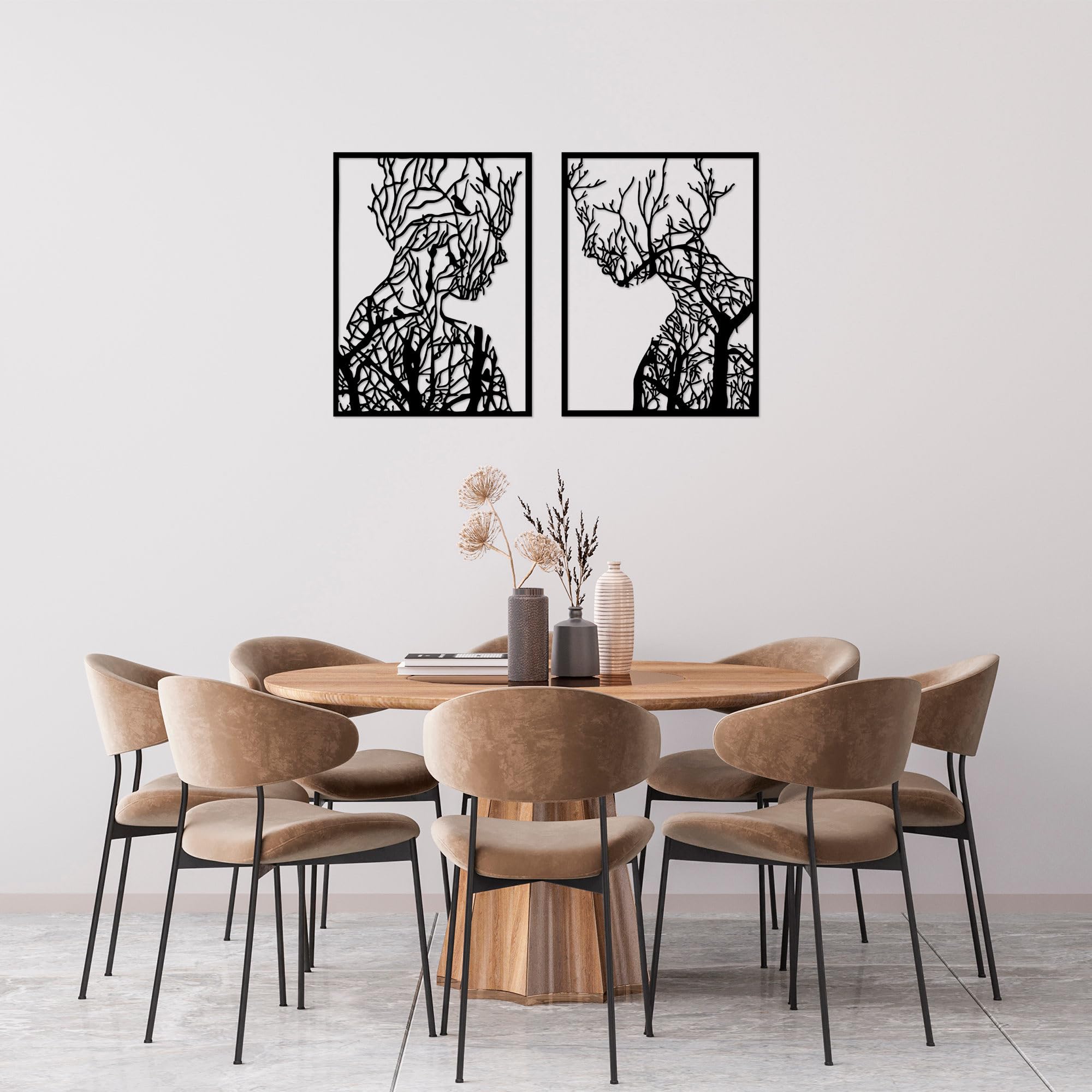 Stylish Black Decorative Metal Wall Accessory (2 Pieces), 52 x 70 cm, 100% Metal, 1.5 mm Thickness, Perfect for Modern Home Decor & Art Display