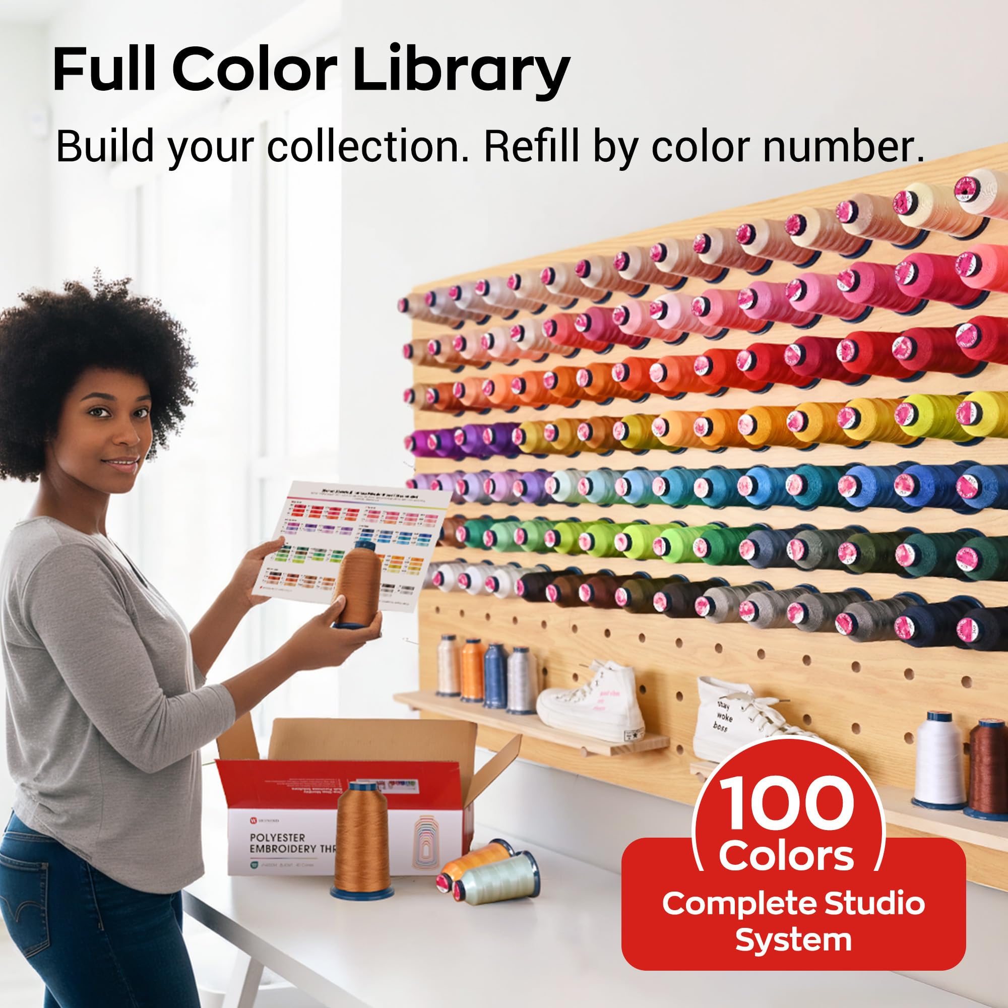 Poolin Richword, filo per macchina da ricamo, 100 colori, 40 WT (108D/2), kit di fili in poliestere 4000 m (4374Y)