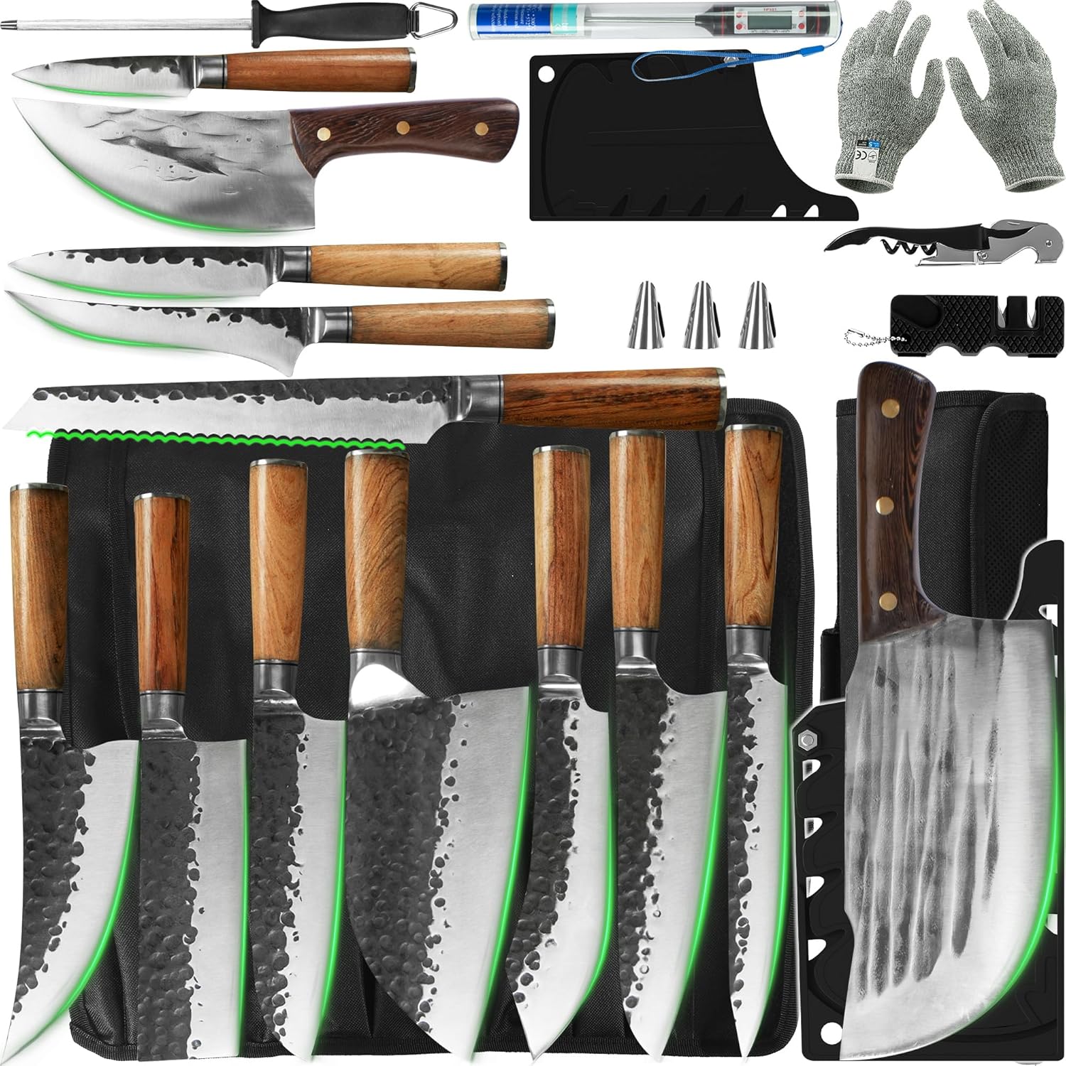FULLHI 18pcs Butcher Chef Knife Set & Professional Butcher