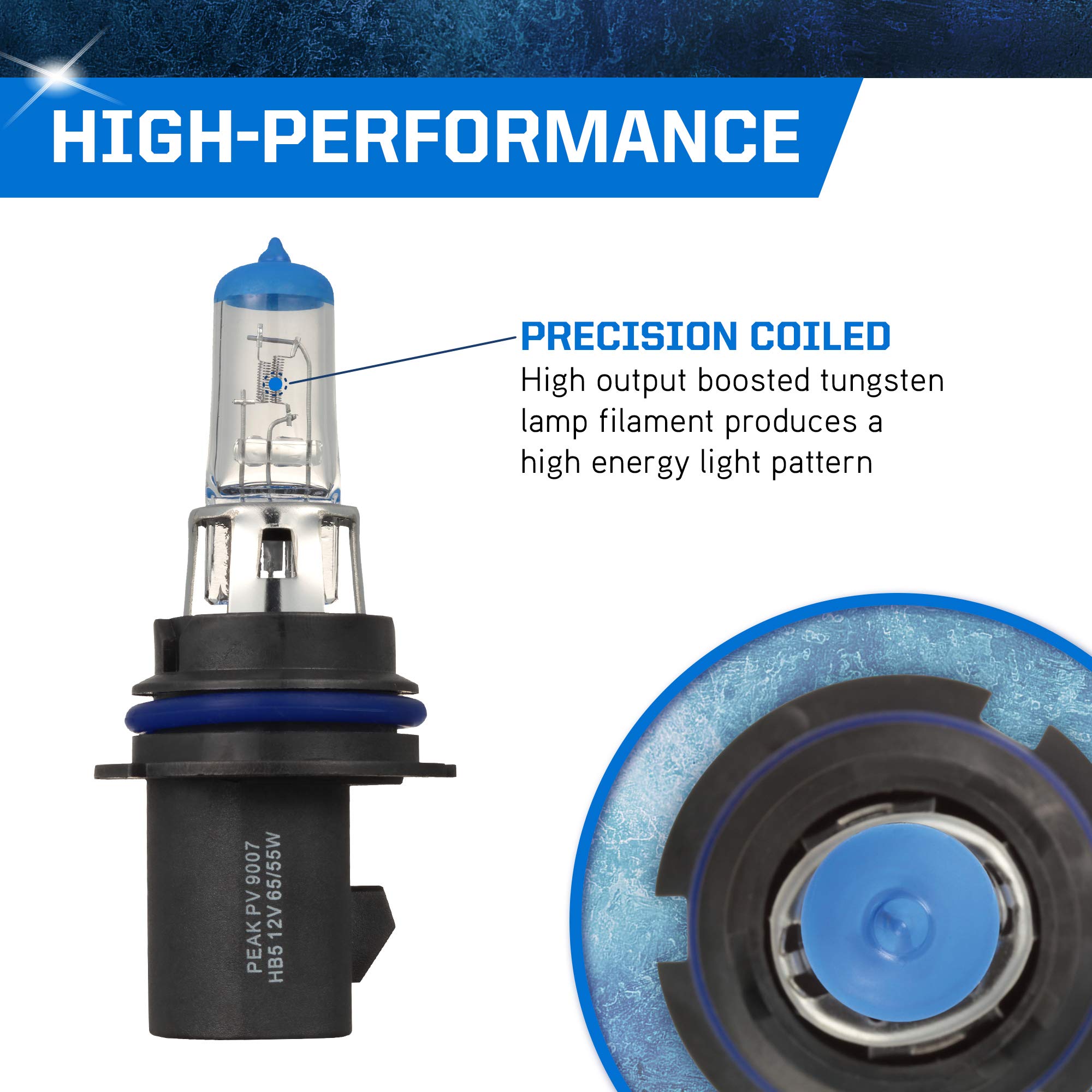 PEAK Power Vision Automotive High Performance 9007/HB5 65/55W Headlights (2 Pack)