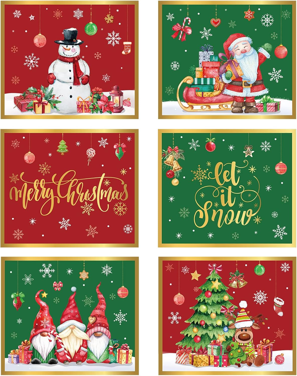 Christmas Placemats Set of 6, 14 x 12 Inch Plastic