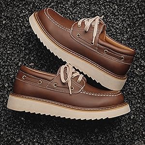 Amazon | [GUREITOJP] デッキシューズ 厚底 レザー エスパドリーユ