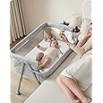 AirClub Bassinet Bedside Sleeper, Baby Bassinet Crib for Newborn, Bedside Crib Sleeper with Wheels Breathable Mesh
