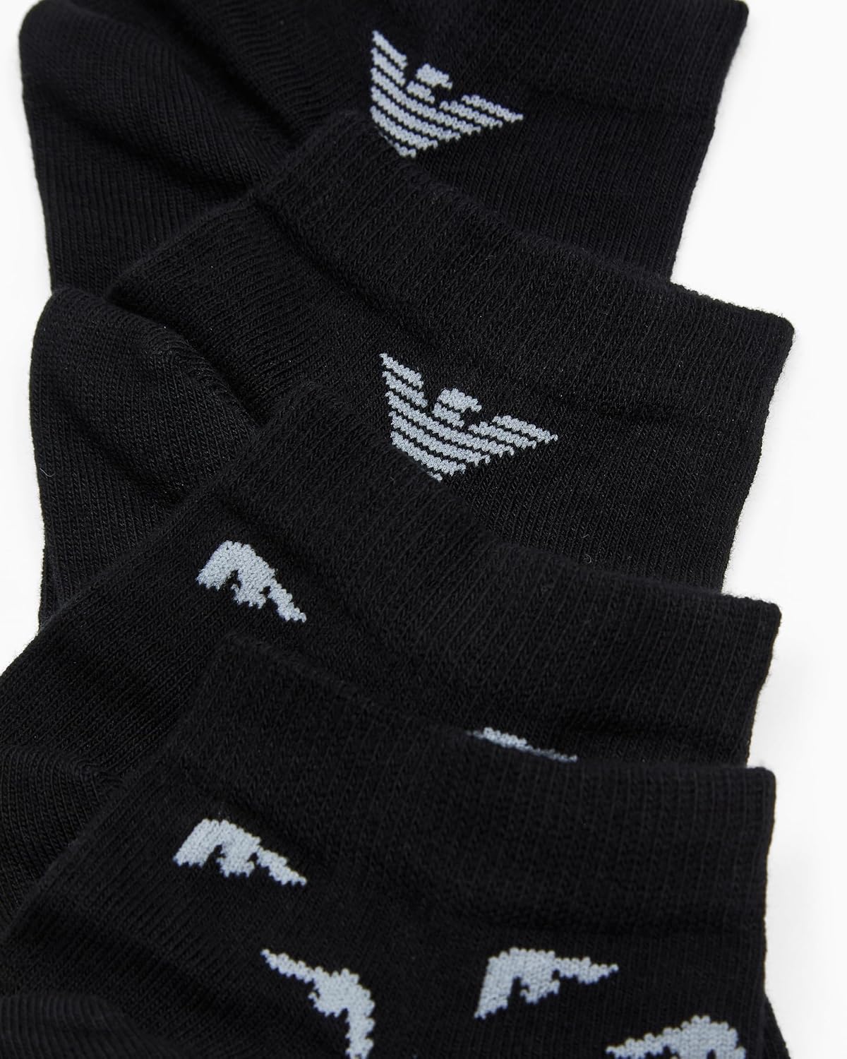 Emporio Armani Men's All Over Extended Logo 2 Pack Sneaker Socks