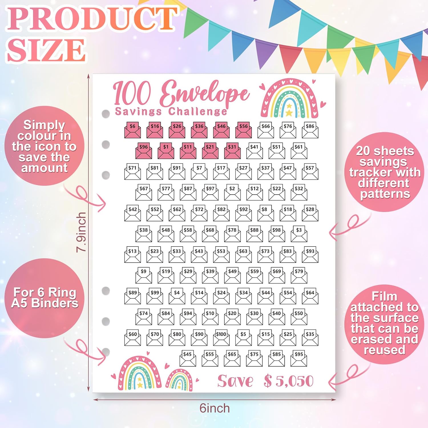 Boost Your Savings with the Jetec Rainbow Money Challenge Binder: A Must-Have for Budgeting!