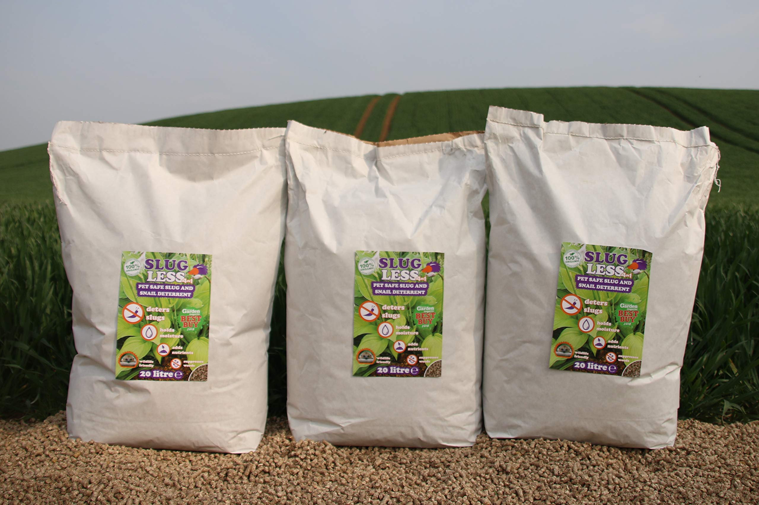 SlugLess 3x 20L Organic Slug & Snail Deterrent - Awarded 'Best Buy' Kitchen Garden Magazine, 'Best organic slug and snail controls' Which? & 'Best Organic Pick' DogOwner.co.uk OF&G Approved Organic