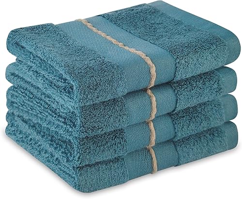 Miniatura 1 de SERISIMPLE Juego de 4 paños de viscosa de bambú de alta calidad, 13 x 13 pulgadas, suaves y absorbentes, duraderos y cómodos, adecuados para cuerpo