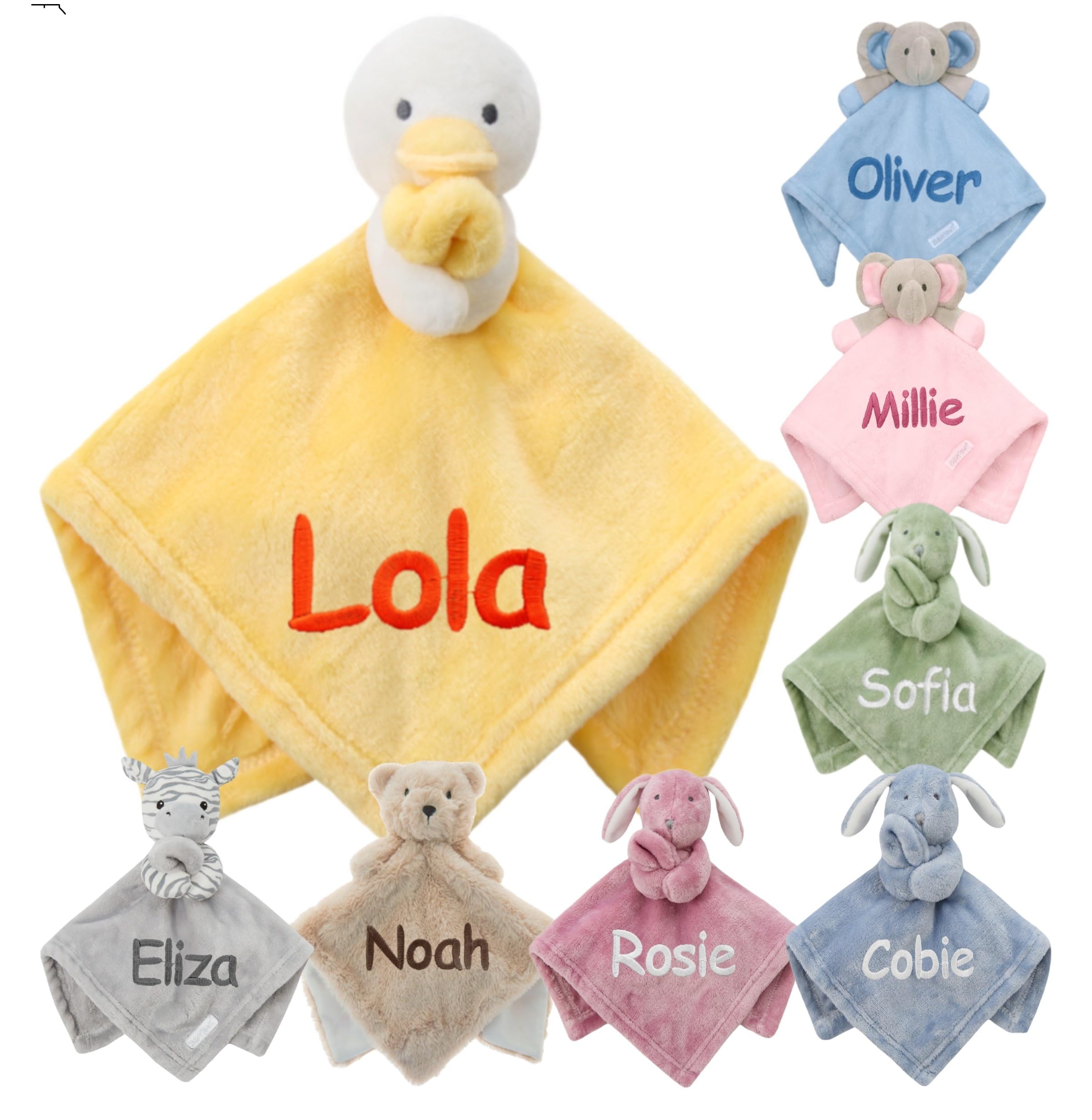 Personalised Baby Comforter Blanket Newborn Christening Shower Gift Boy Girl Keepsake Soft Snuggly Toy Blankie (Duck)