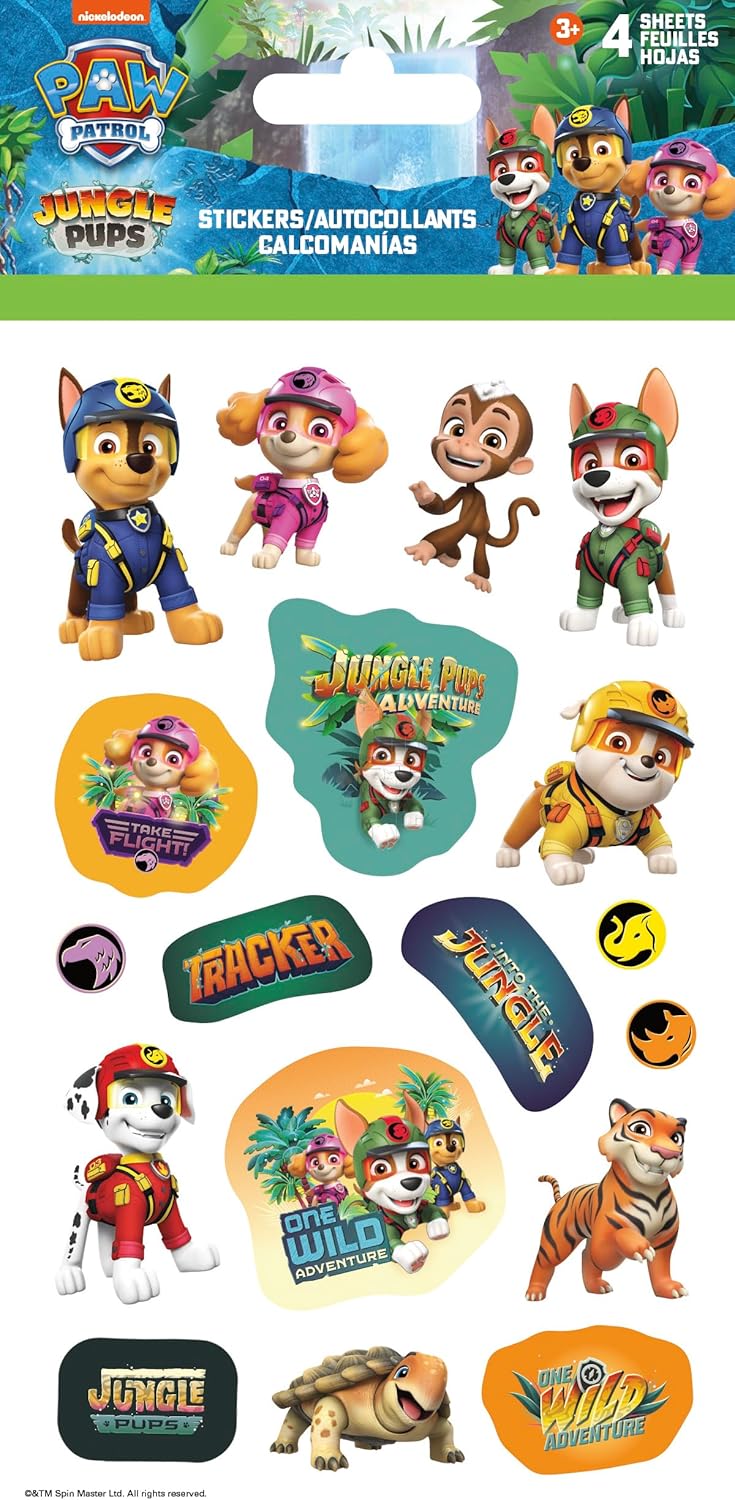 Nickelodeon - Paw Patrol - Jungle Vibes Standard Stickers - 4 Sheet
