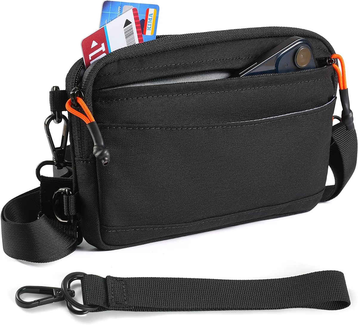 Wristlet Wallet for Women, 4-in-1 RFID Blocking Small Crossbody Bag for Men | Features hidden tracking pocket with wrist & shoulder straps. Organizes your phone, passport, cards and cash