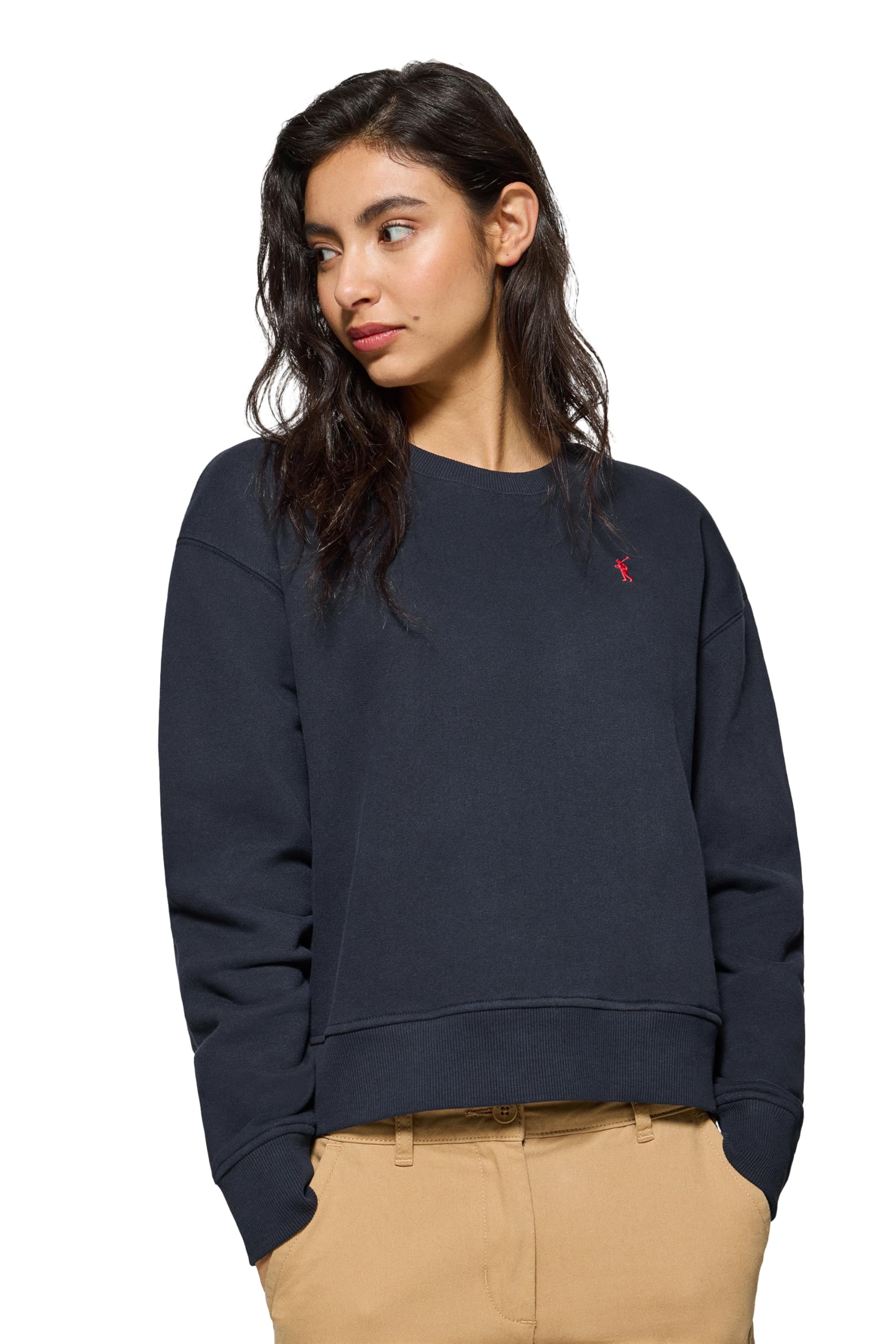 Polo Club Sudadera de Cuello Redondo para Mujer 100% Algodón - Sweatshirt Manga Larga con Logo Bordado