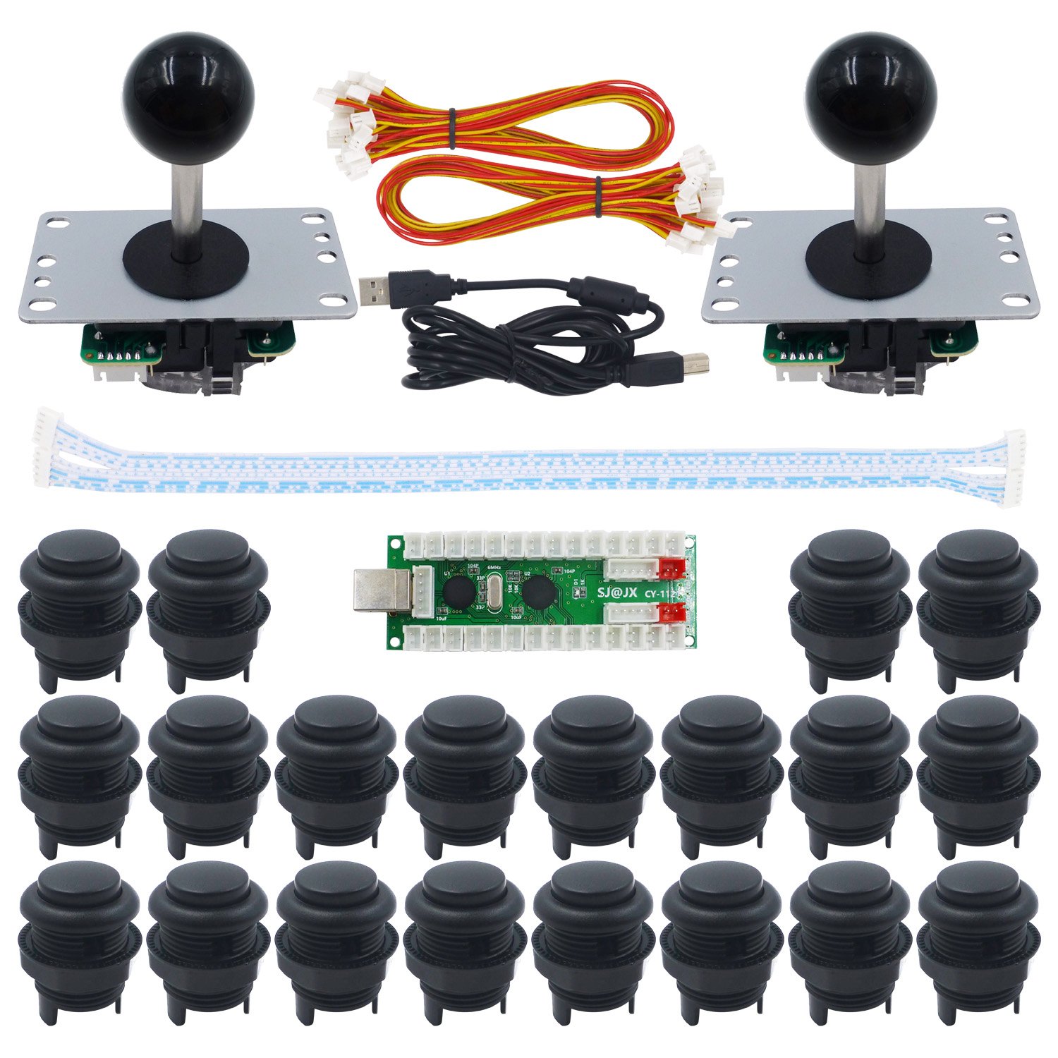 SJJX 2 graczy gra zręcznościowa DIY zestaw zręcznościowy matowy czarny przycisk bliźniaki koder USB Zero opóźnienia 4 & 8 sposobów arcade walka joystick kontroler do PC MAME Respberry Pi Retropie