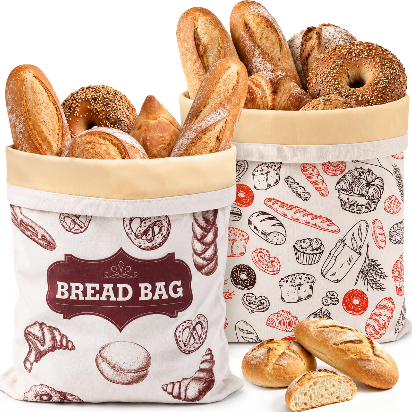 Bienenwachs-Brotbeutel, extra groß, 2er-Pack – 43 cm × 33 cm, wiederverwendbare Sauerteig-Brotbeutel für selbstgebackenes Brot, um es frisch zu halten