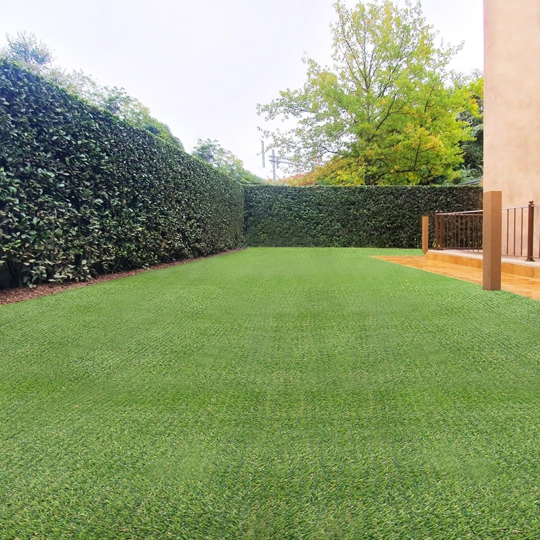 Gazon synthétique vert de 20 mm pour la maison et le jardin, découpable, drainant, 2 x 10 m
