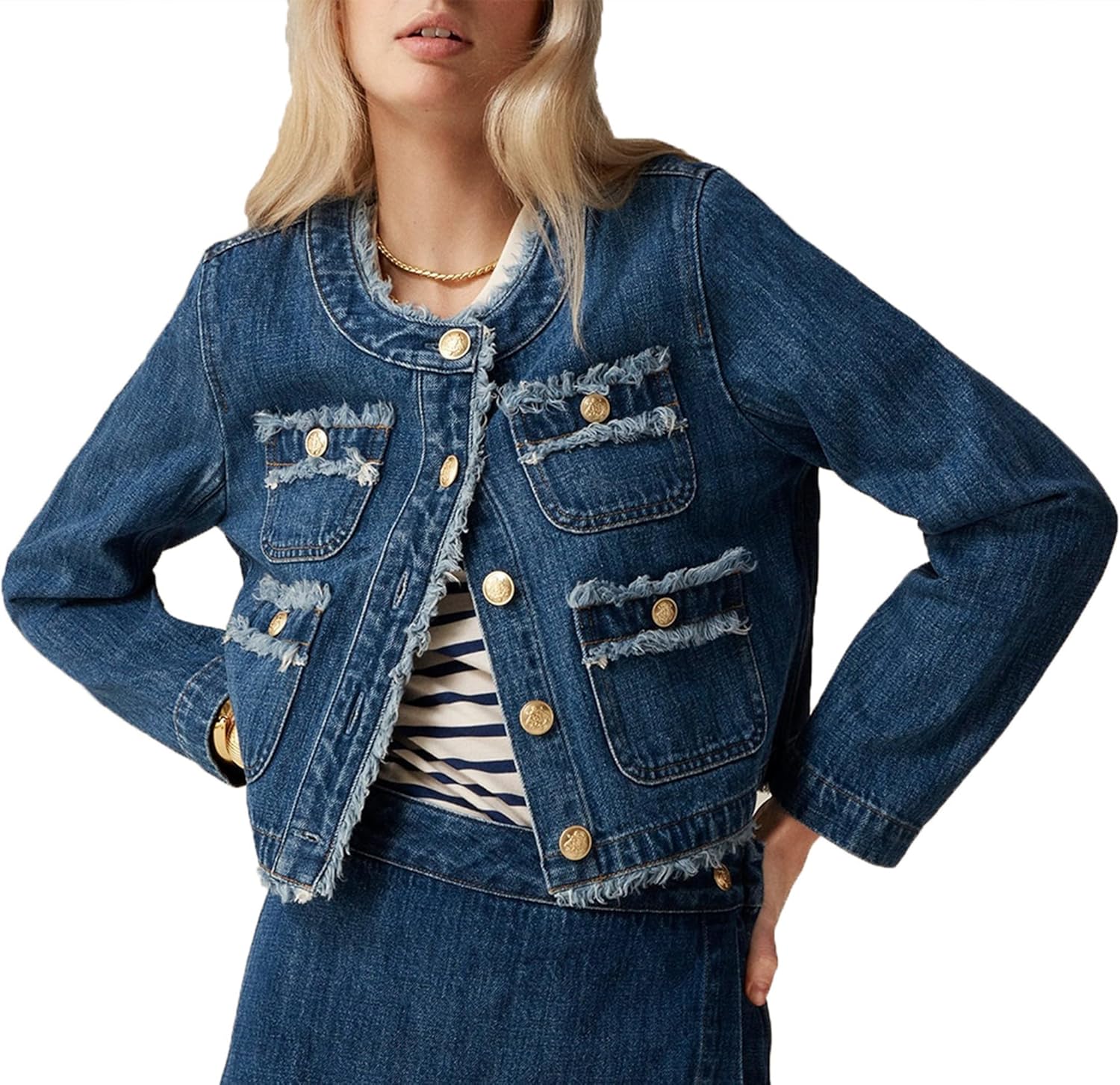 Women's Cropped Jackets Short Sleeve Button Down Washed Denim Jean Jacket