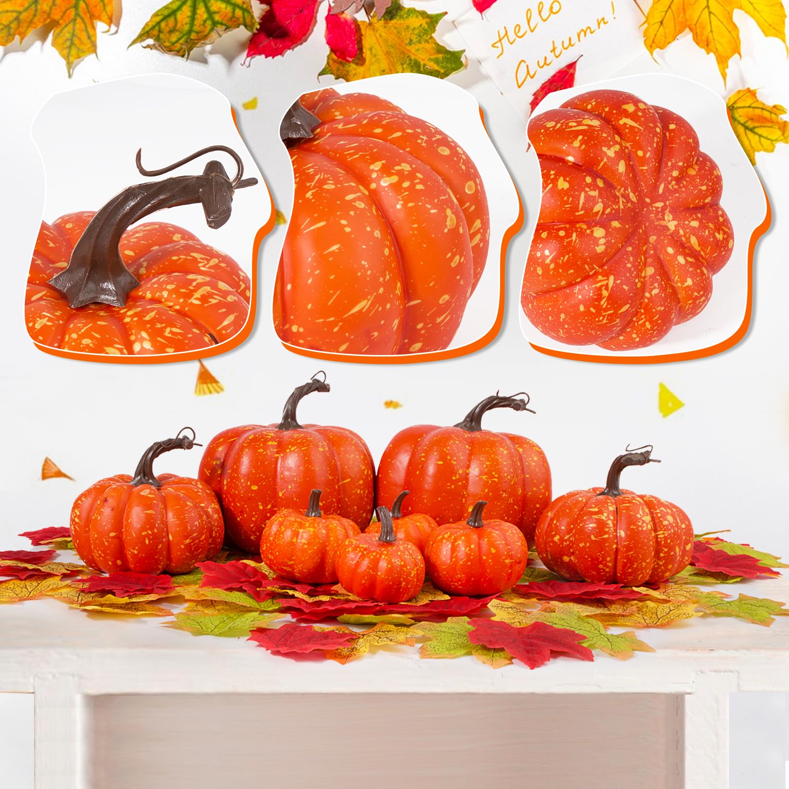 Royouzi Lot De 50 Citrouilles Artificielles Pour Halloween - Feuilles D' éRable - Fausses Citrouilles - Pommes De Pin - Glands Pour Halloween - DéCorations De Thanksgiving
