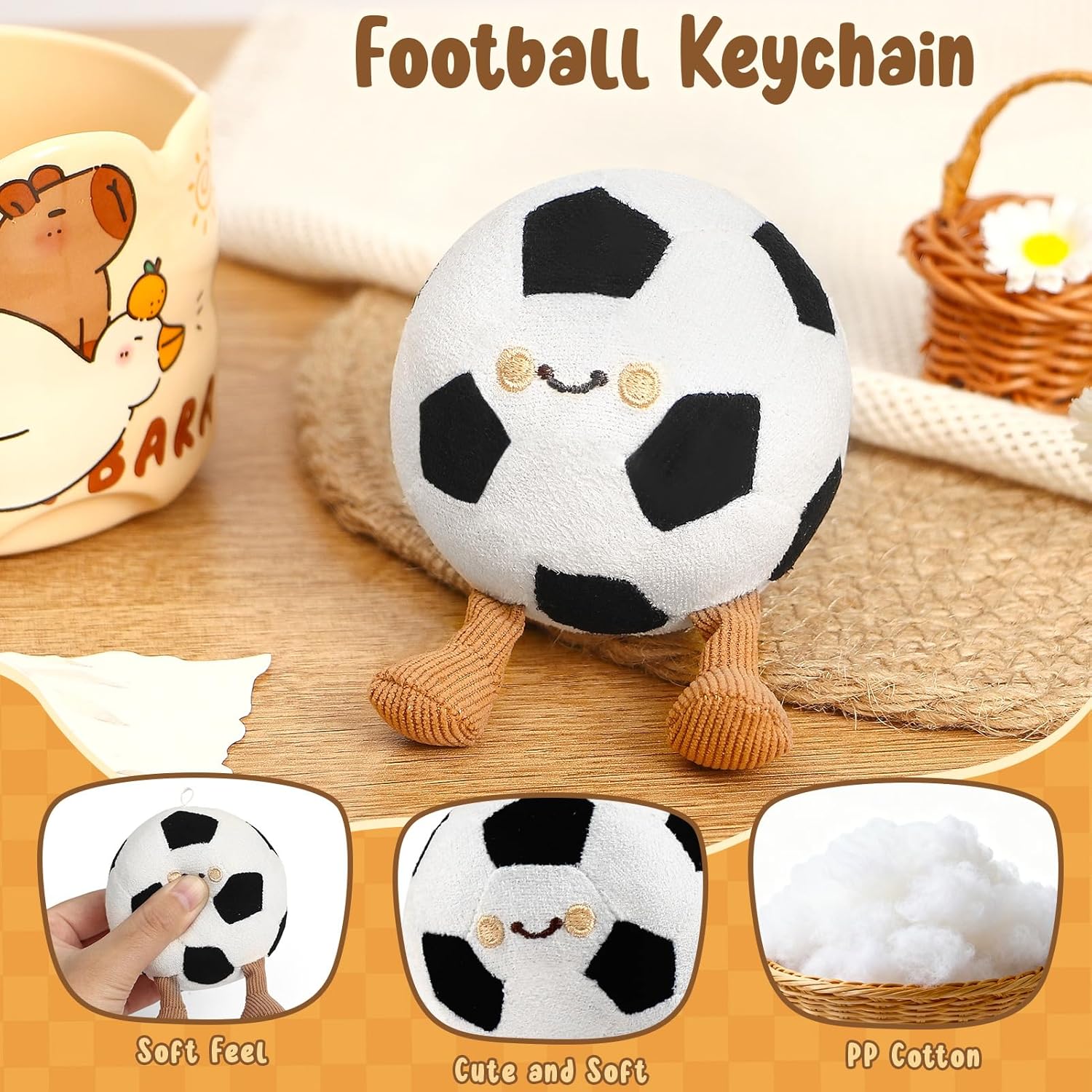 2PCS Capybara Plush Keychain, Cute Animal Stuffed Keychain for Backpacks, Soft Plush Pendant with Clothes Accessories - Image 5