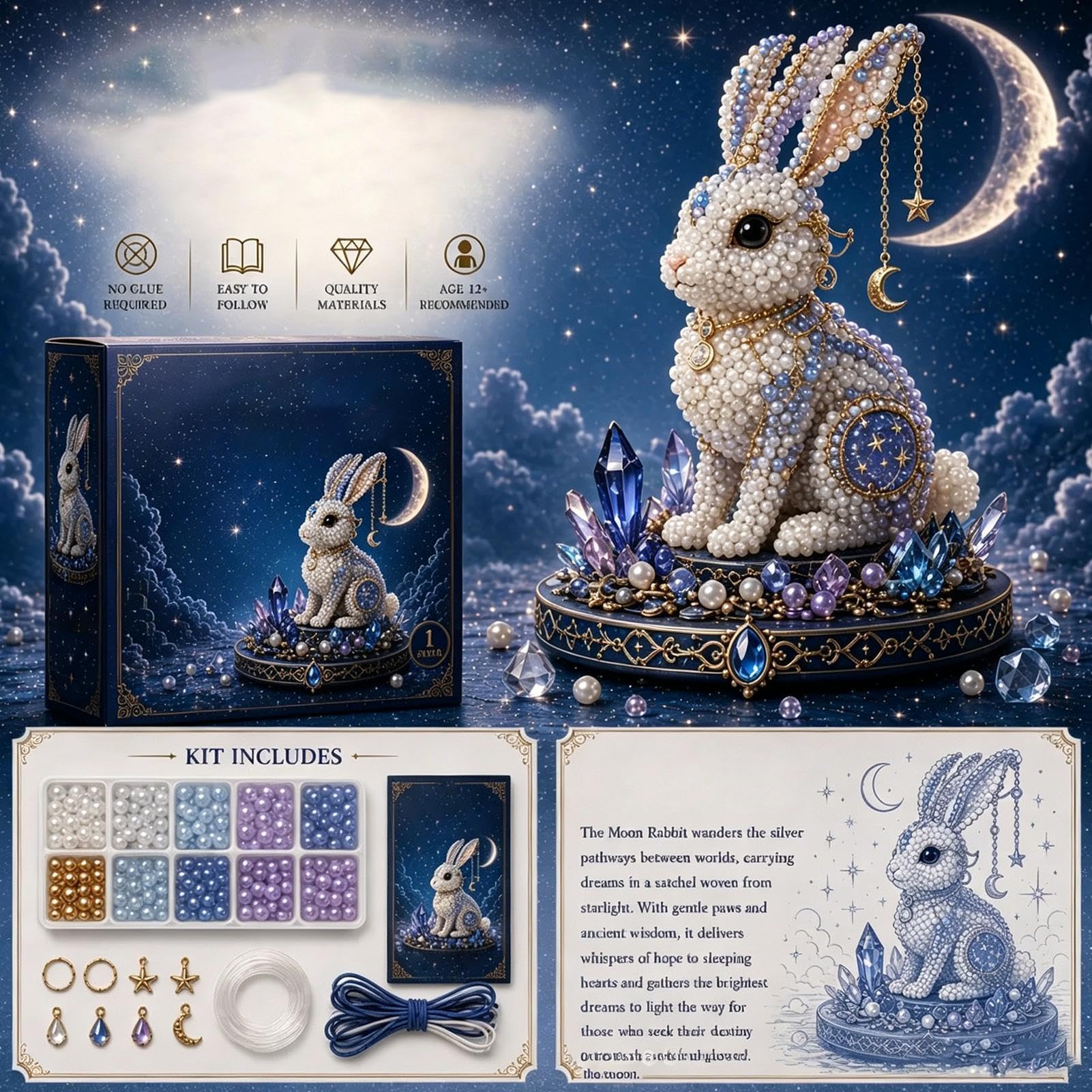 Bead Animal Making Kit, Easy 3D Bead Embroidery Kit, 3D Handmade DIY Animals Theme Beads Craft Set including Instruction - Image 4