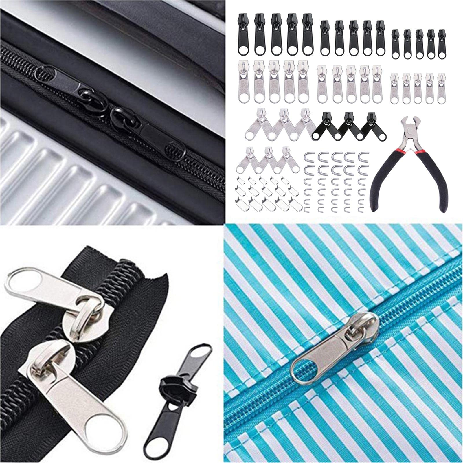 Kit de reparación de cremallera de 85 piezas, repuesto de tirador de cremallera, accesorios de tirador de cremallera (juego de 10)