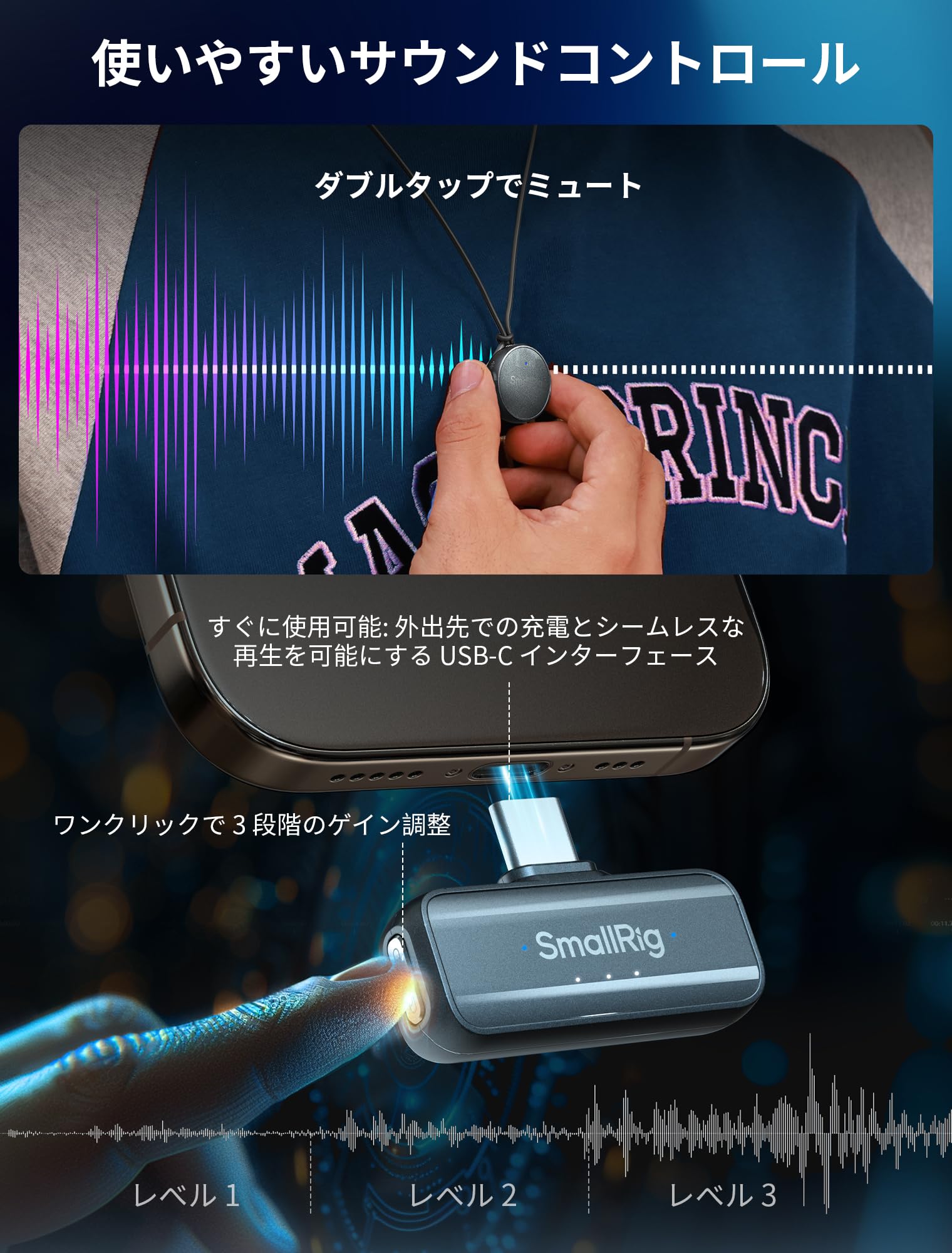 SmallRig「S60」小型ワイヤレスラベリアマイク Amazon | SmallRig S60 ワイヤレス ラベリア マイク iPhone用