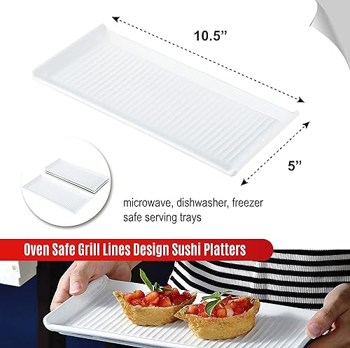 Miniatura 3 de Bruntmor Ceramic Serving Platters (10.5 X 5 Inch Rectangle Plates) Serving Dishes for Entertainment, Food Appetizers, Deserts, Starter, Sushi Set of