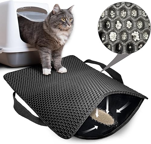 Miniatura 1 de Tapete de arena para gatos, de 23 x 15 pulgadas, de doble capa, antideslizante, impermeable, a prueba de orina, para atrapar arena, control de