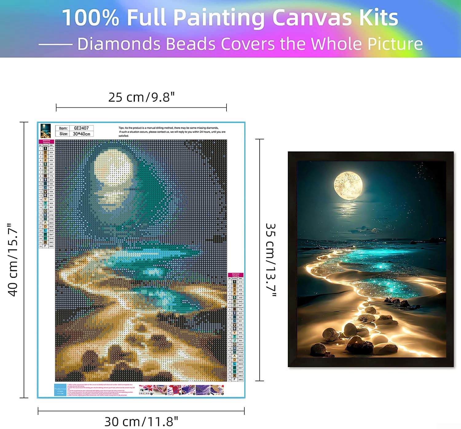 5D Diamond Painting Mond & Strand - DIY Diamantbild