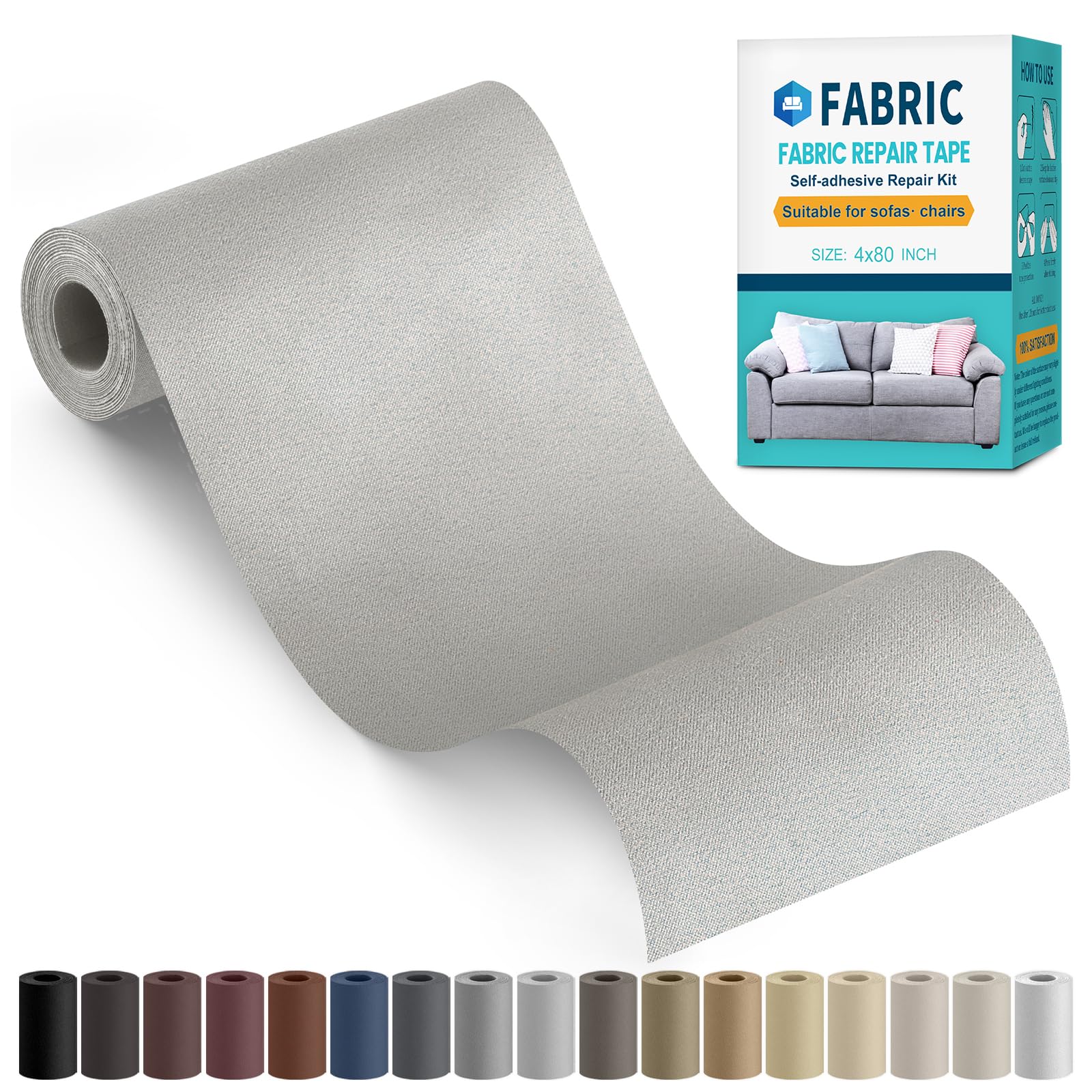 Sgooyir Flicken Selbstklebend Stoff, 10x200cm Mikrofaser-Samt Reparatur Patches Selbstklebend, Textilklebeband Reparaturflicken für Sofas, Autositze, Kleidung, Kissen Khaki Grau
