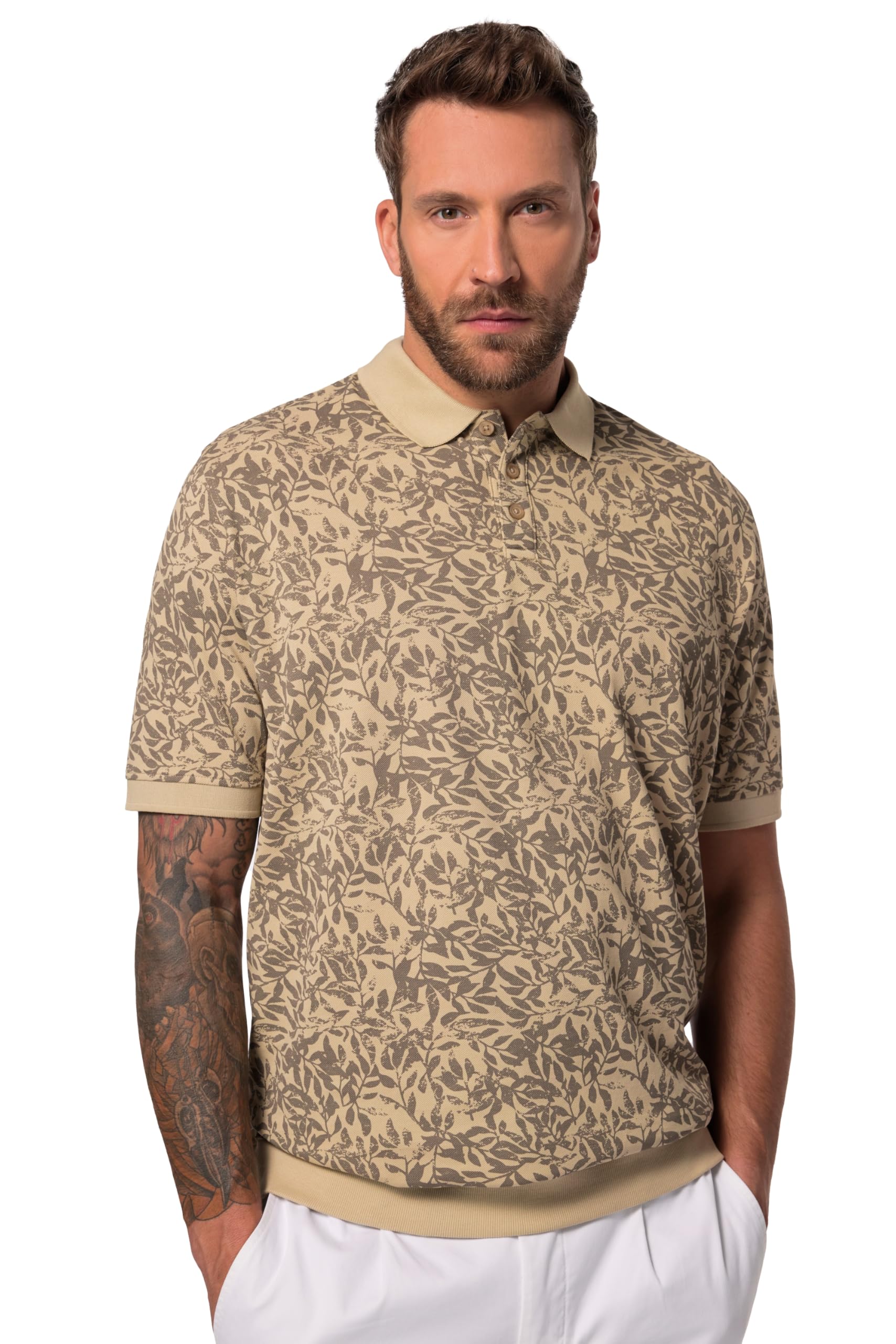 JP 1880 Herren Polo Pique Floral ½ Bauchfit Poloshirts