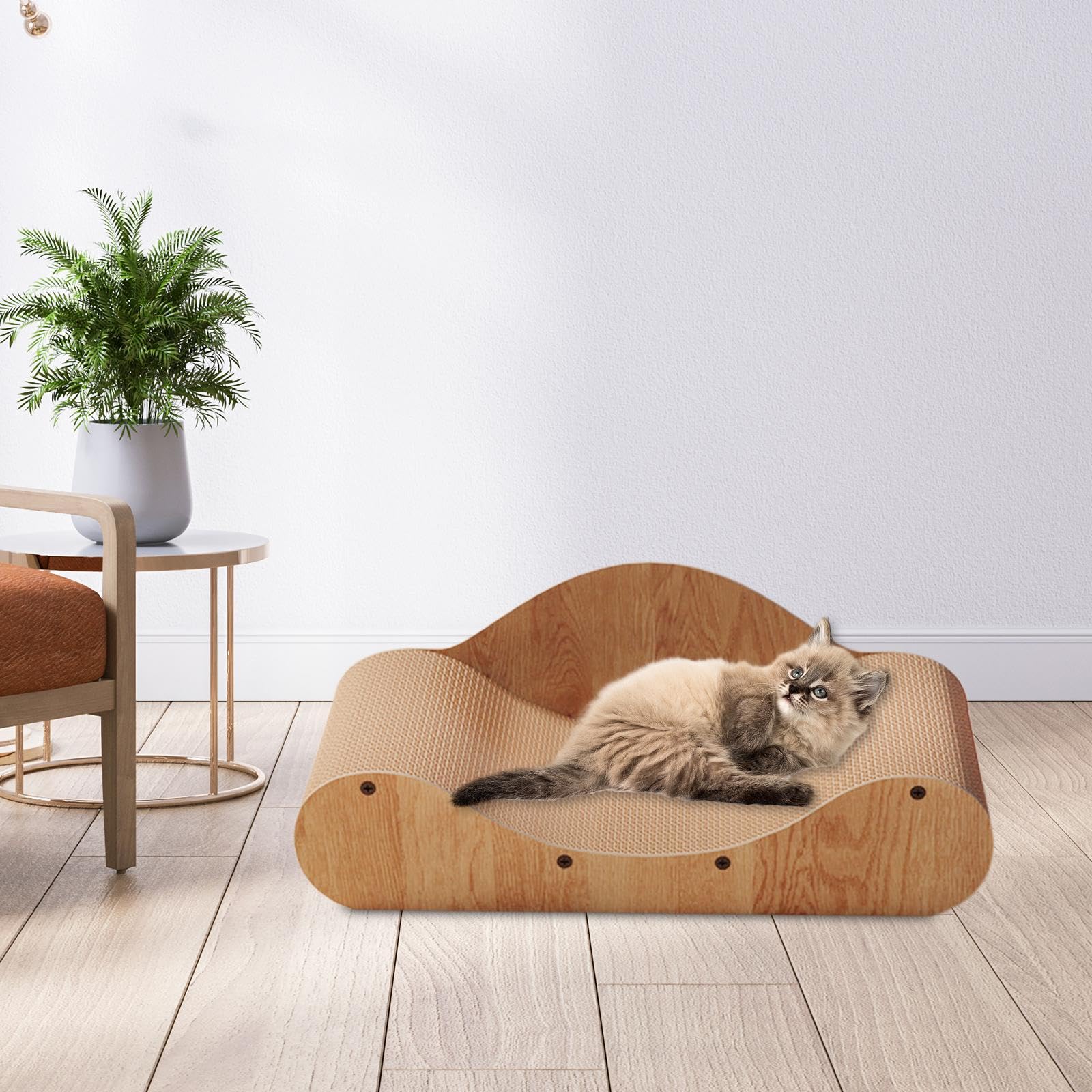 Griffoir pour Chat, Tapis en Carton, Espace de Couchage, Protection Interactive pour Canapé, Design Attrayant, Convient Aux Petits Chats, 70x29x21cm