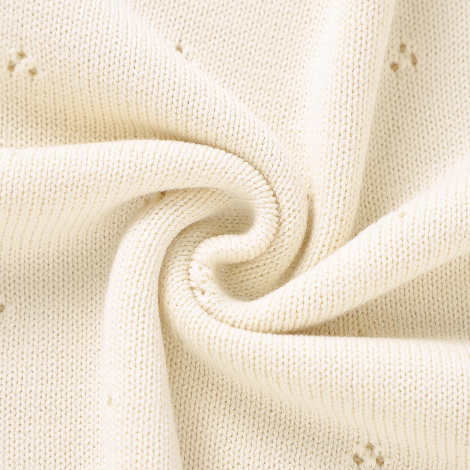 Hadetoto Couverture pour bébé 100 % coton, couverture mobile pour bébé, couverture tricotée douce et confortable, crème 100 x 80 cm
