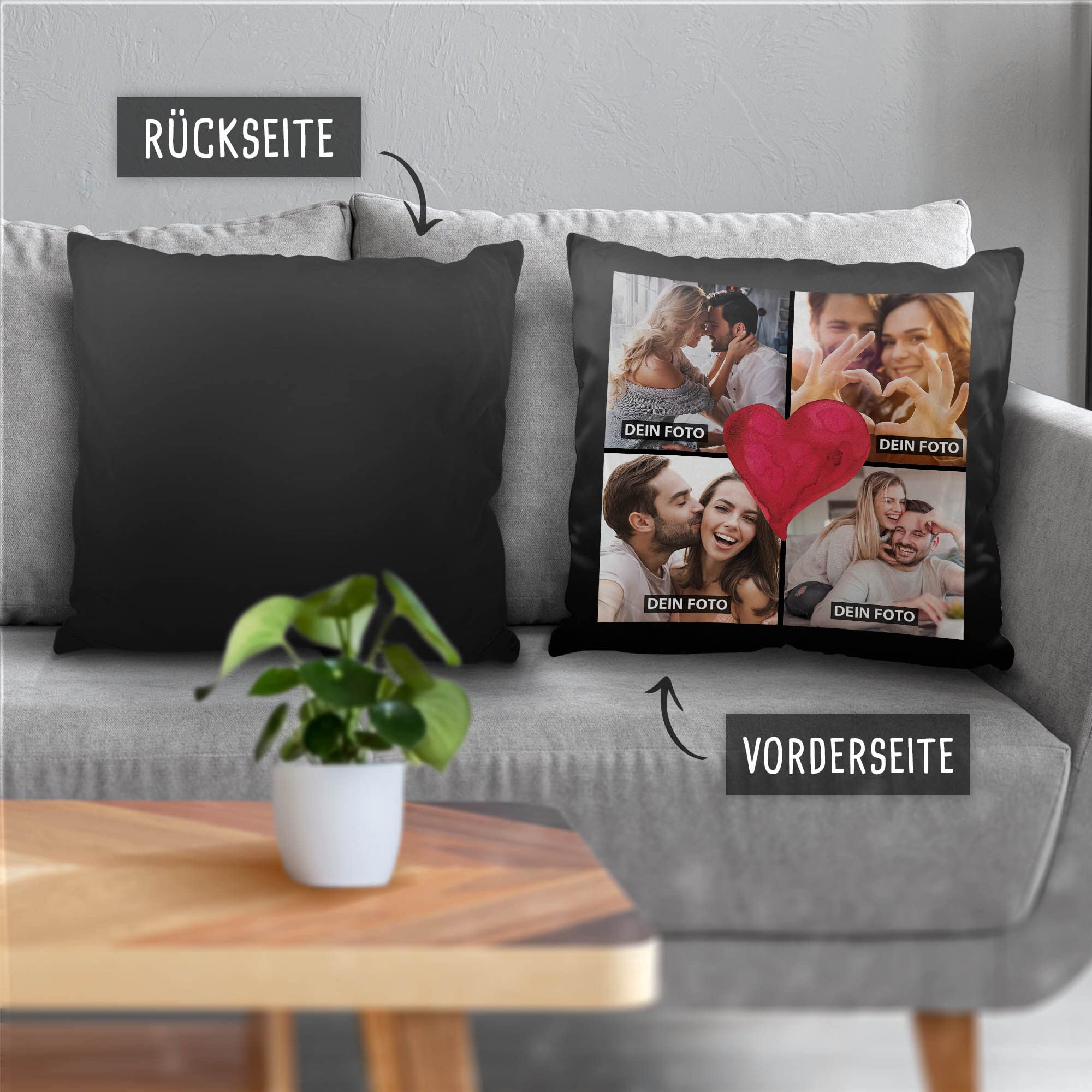 PR Print Royal Fotokissen - Mit 4 Eigenen Fotos Personalisierbar