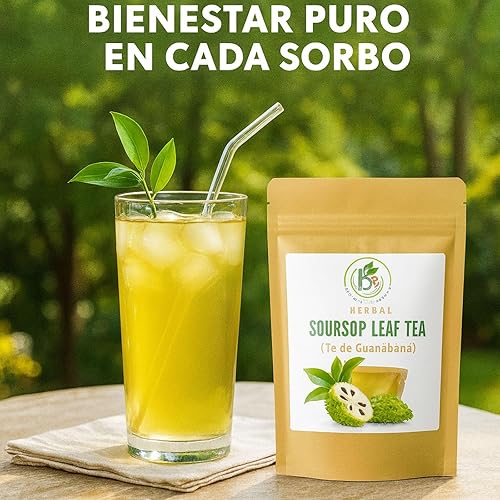 Miniatura 5 de Té de hierbas de Guanábana (Guanábana)  50 bolsas (0.07 oz cada una)  100% natural, vegano, sin OMG, sin azúcar, sin cafeína  Infusión rica en