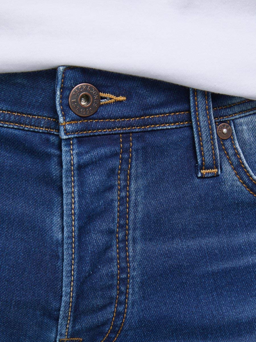 JACK & JONES Glenn - Pantalones de mezclilla ajustados para hombre, tela elástica de alta preformance para todo el día, cómodos, con botones