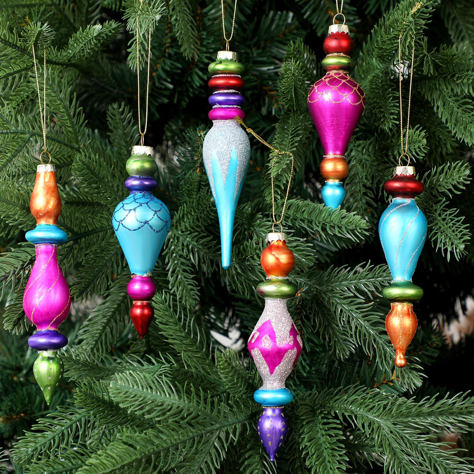 Amazon.com: Teenyyou 6 Pcs Large 7.1inch Christmas Finials Glass
