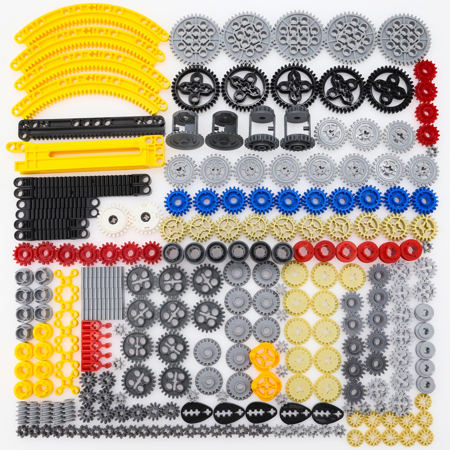 BrickBounty 235 Pcs Technical-Part Compatible with Technic Building Block Set, Gears axles beams turbines pulleys and pins, MOC Replacement Kit for Technical Building Blocks